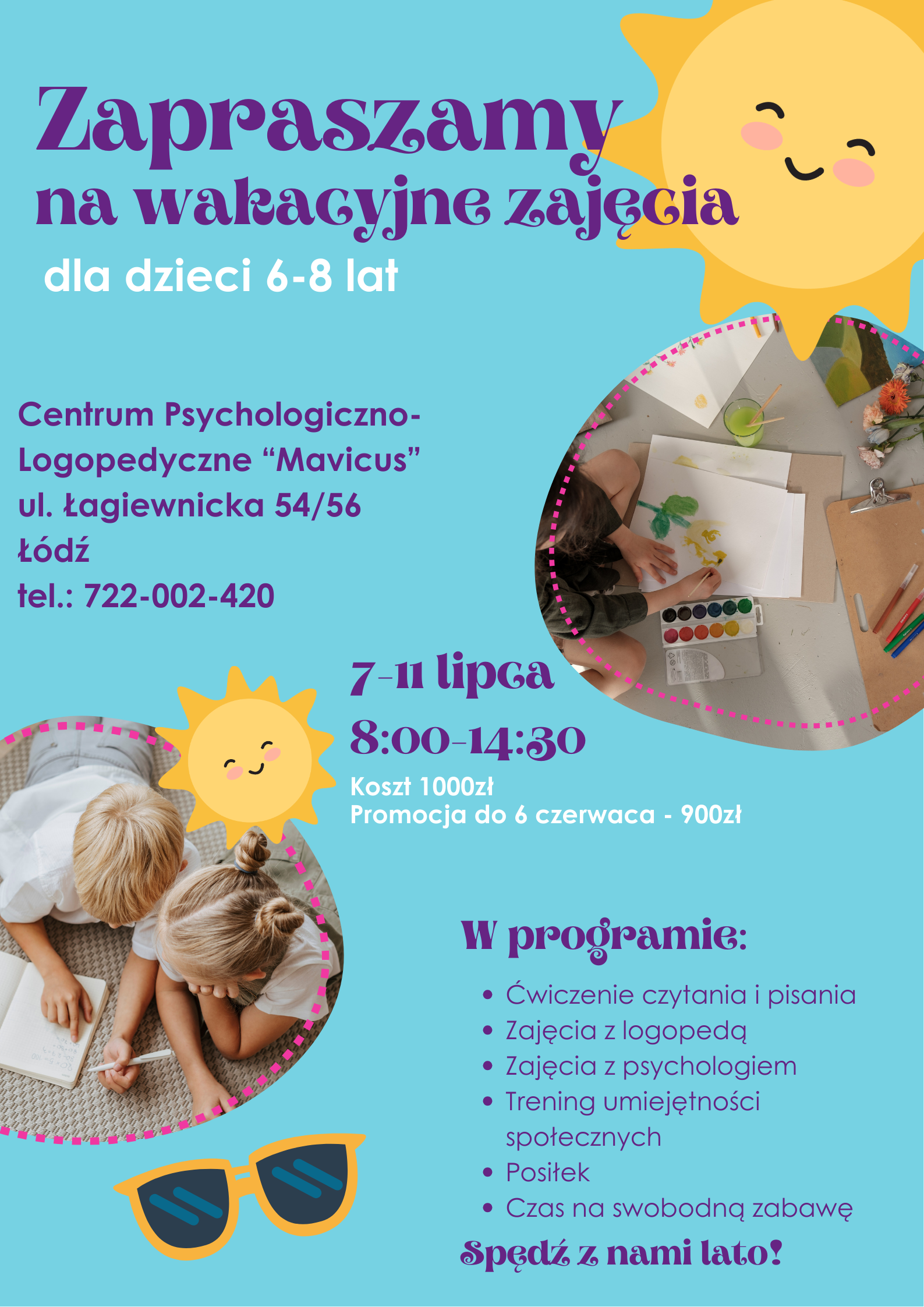 Wakacyjne zajęcia dla dzieci w wieku 6-8 lat